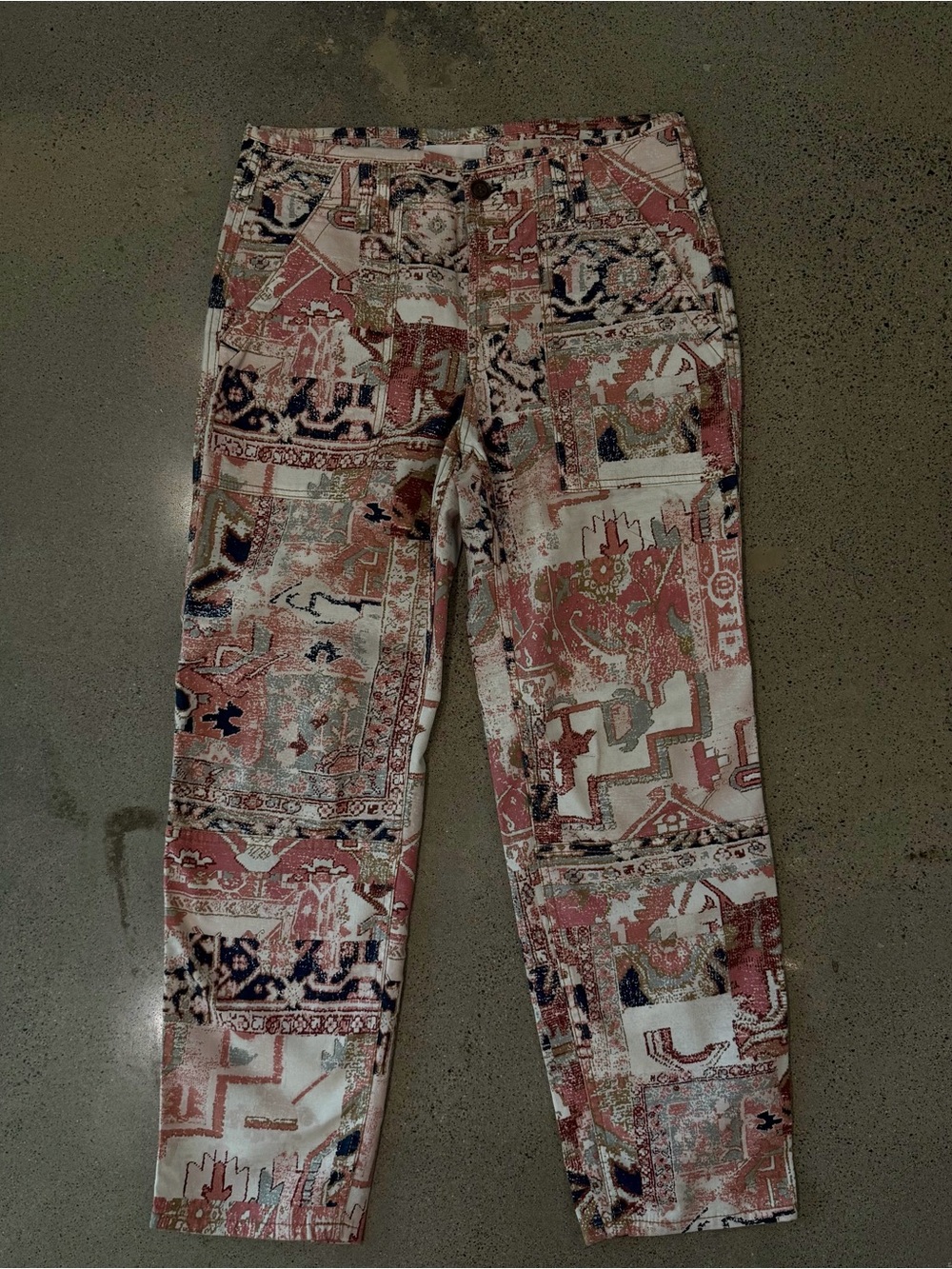 Anthropologie The Wanderer Vintage Tapestry Print Cropped Jeans Size 29